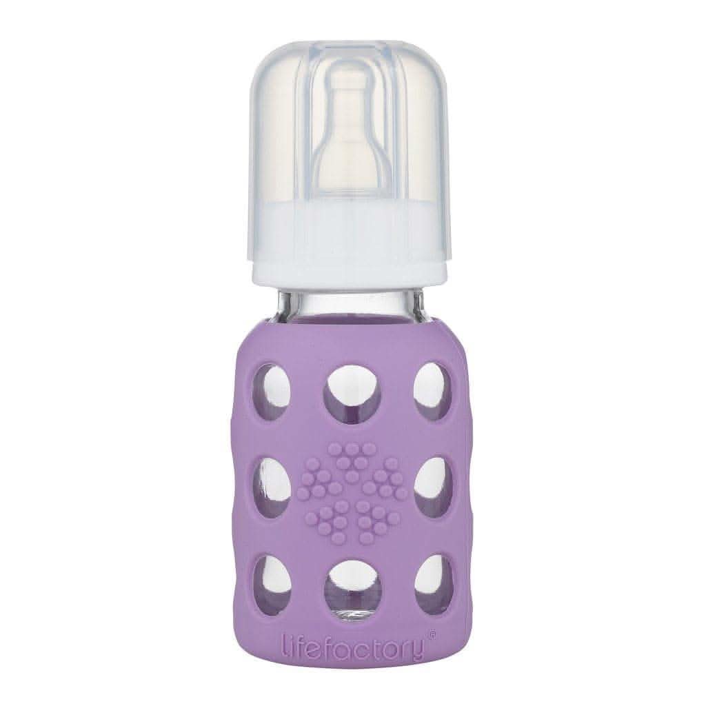 Life Factory Glass Baby Bottle Lavender, 4 oz.-Feeding Bottles-Lifefactory-ANB Baby Store