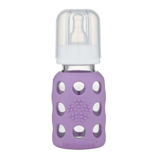 Life Factory Glass Baby Bottle Lavender, 4 oz. - ANB Baby