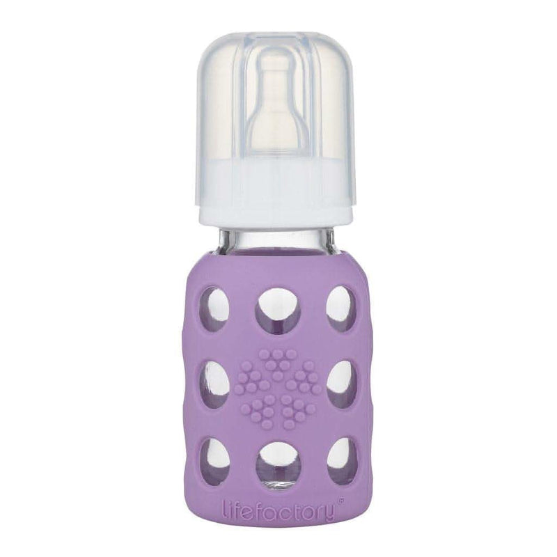 Life Factory Glass Baby Bottle Lavender, 4 oz. - ANB Baby