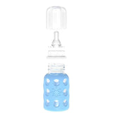 Lifefactory 4 - Ounce Glass Baby Bottle with Stage 1 Nipple, Stopper and Cap - ANB Baby