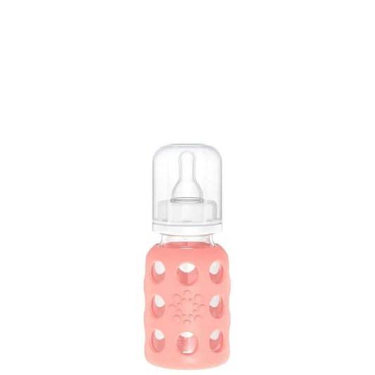 Lifefactory 4 - Ounce Glass Baby Bottle with Stage 1 Nipple, Stopper and Cap - ANB Baby