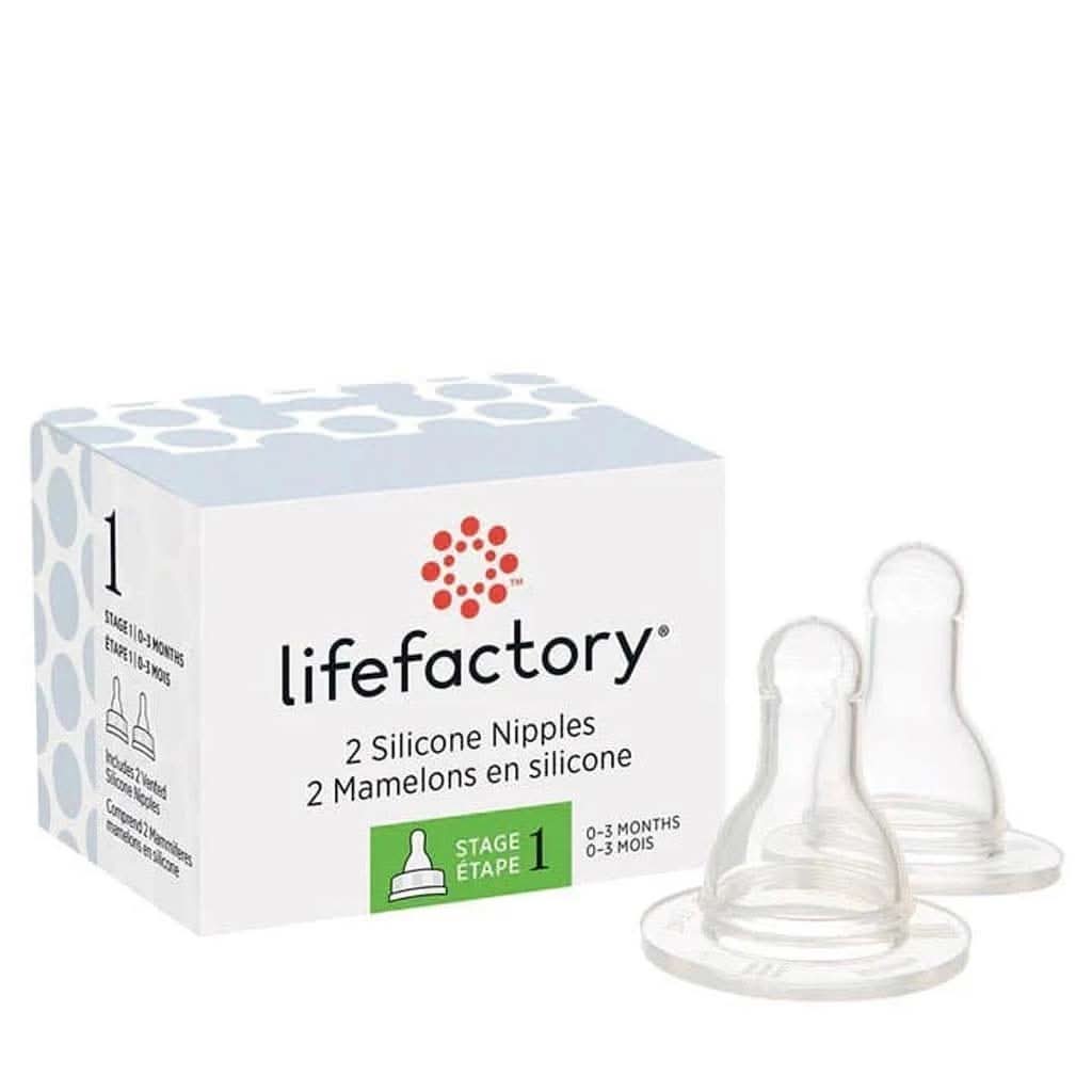 Lifefactory Stage 1 Baby Bottle Nipple for 4-Ounce and 9-Ounce, Clear, Pack of 2-Feeding Bottles-Lifefactory-ANB Baby Store