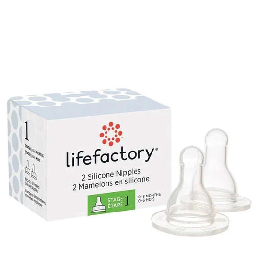 Lifefactory Stage 1 Baby Bottle Nipple for 4 - Ounce and 9 - Ounce, Clear, Pack of 2 - ANB Baby