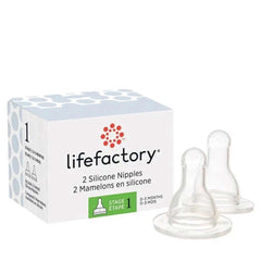 Lifefactory Stage 1 Baby Bottle Nipple for 4 - Ounce and 9 - Ounce, Clear, Pack of 2, ANB BABY