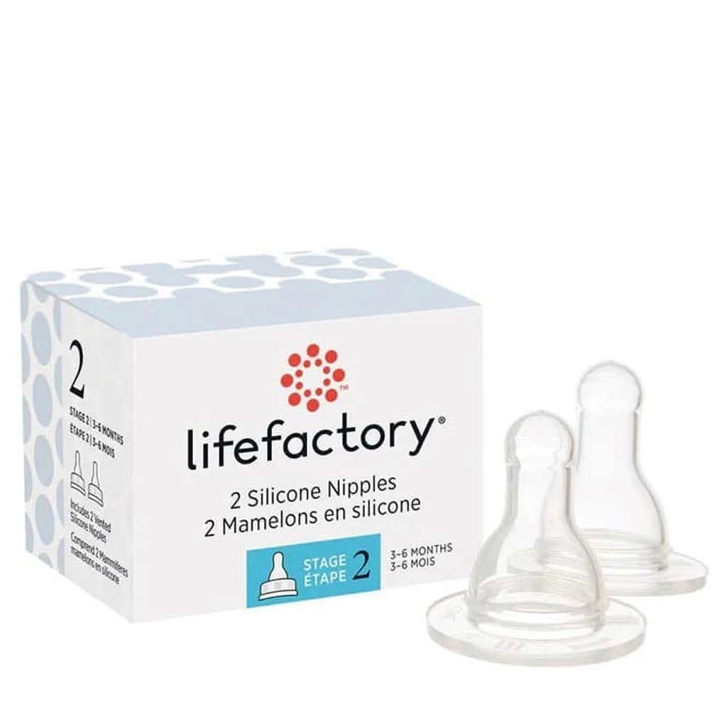 Lifefactory Stage 2 Baby Bottle Nipple for 4-Ounce and 9-Ounce, Clear, Pack of 2-Feeding Bottles-Lifefactory-ANB Baby Store