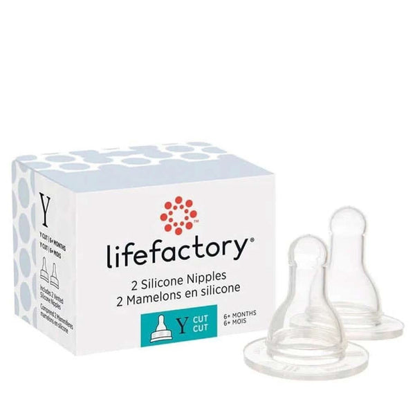 Lifefactory Stage 2 Y-Cut Silicone Nipples for 4-Ounce and 9-Ounce, Clear, Pack of 2