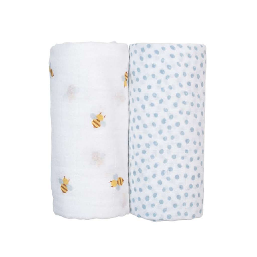 Lulujo Cotton Swaddle-Swaddle & Sleeping Bags-Lulujo-Boho Bees & Dots-ANB Baby Store