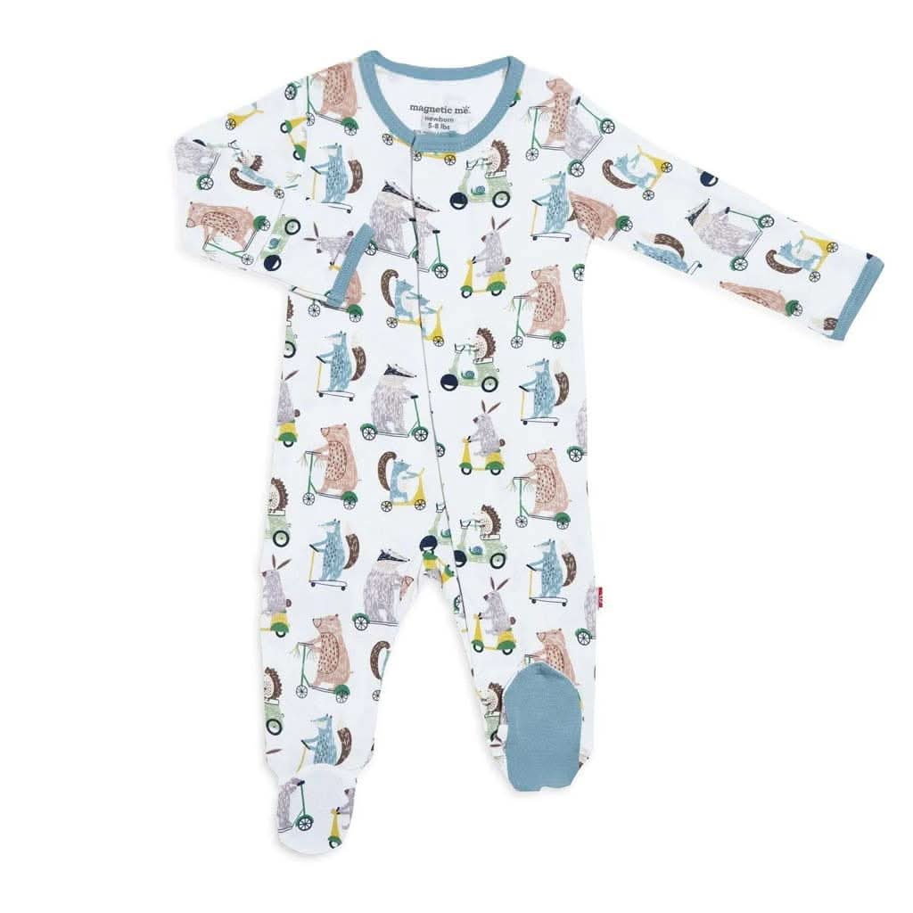 Magnetic Me Blue Wheel Good Friend Modal Magnetic Footie-Clothing-Magnetic Me-9-12 Month-ANB Baby Store