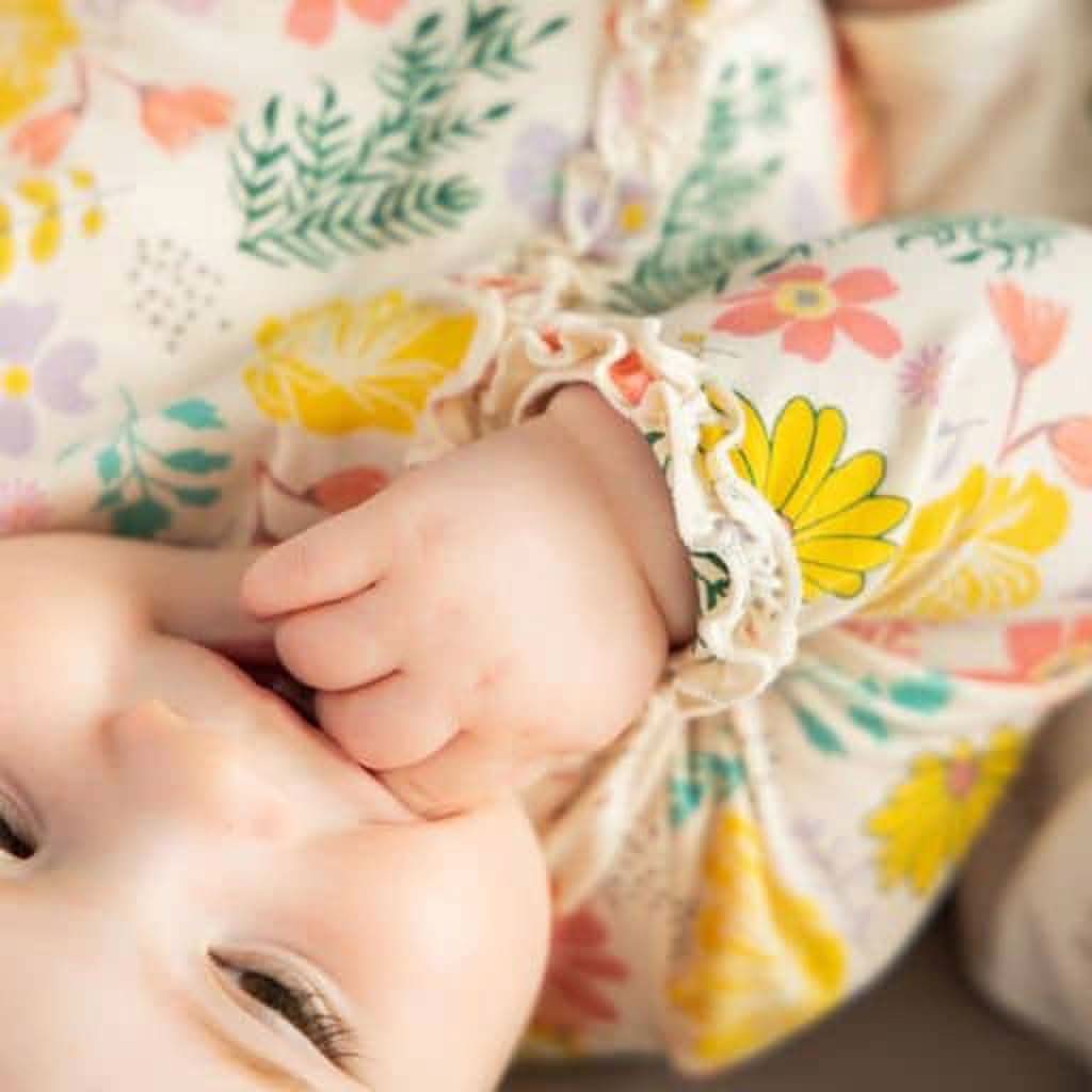 Magnetic Me Primrose Cottage Ruched Ruffle Magnetic Footie, ANB BABY