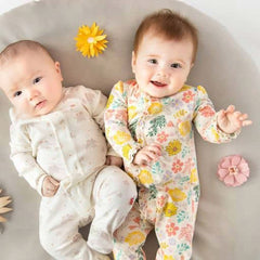 Magnetic Me Primrose Cottage Ruched Ruffle Magnetic Footie, ANB BABY