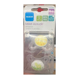 MAM Attitude Pacifiers 2 Pack for 0 - 6 Months, Yellow/Green - ANB Baby
