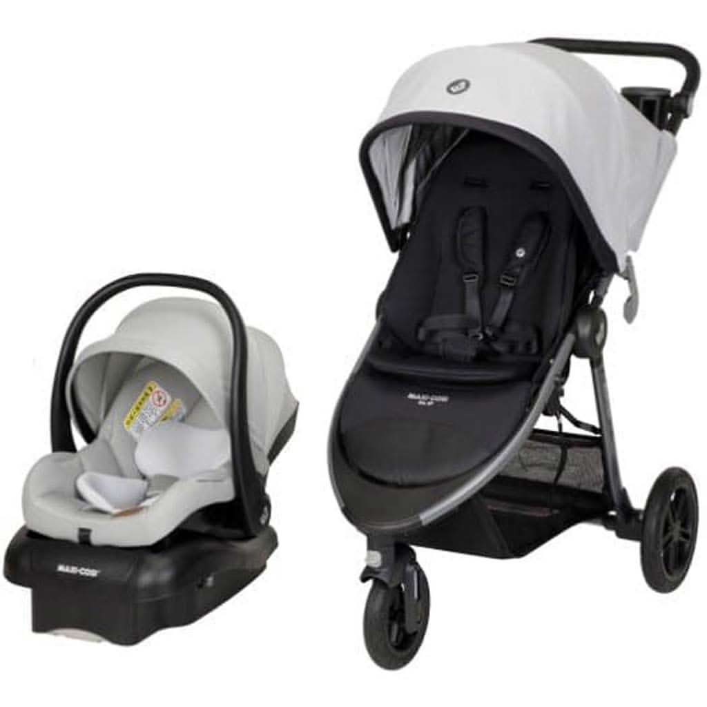 maxi cosi car seat black and white Maxi-Cosi Gia XP Luxe 3-Wheel Travel System, Midnight Moon