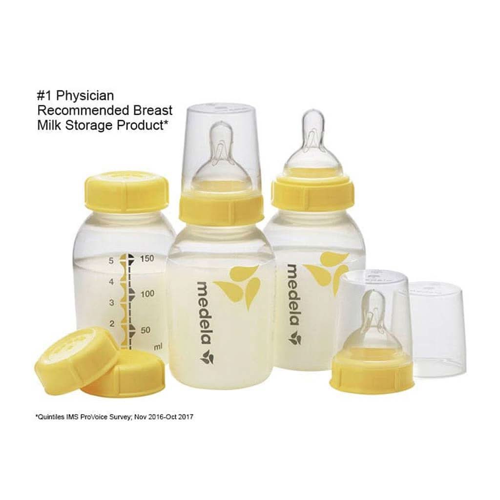 Medela Breast Milk Collection and Storage Bottle Set, 5 Oz and 8 Oz With Nipples, ANB BABY