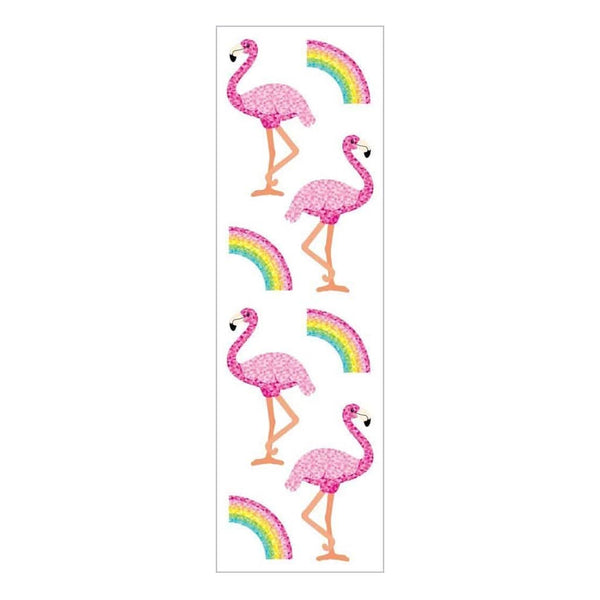 Mrs Grossmans Strip of Glitter Flamingos and Rainbows Stickers