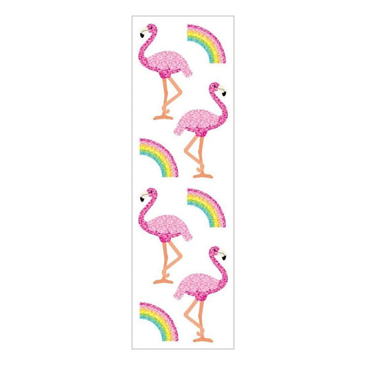Mrs Grossmans Strip of Glitter Flamingos and Rainbows Stickers - ANB Baby