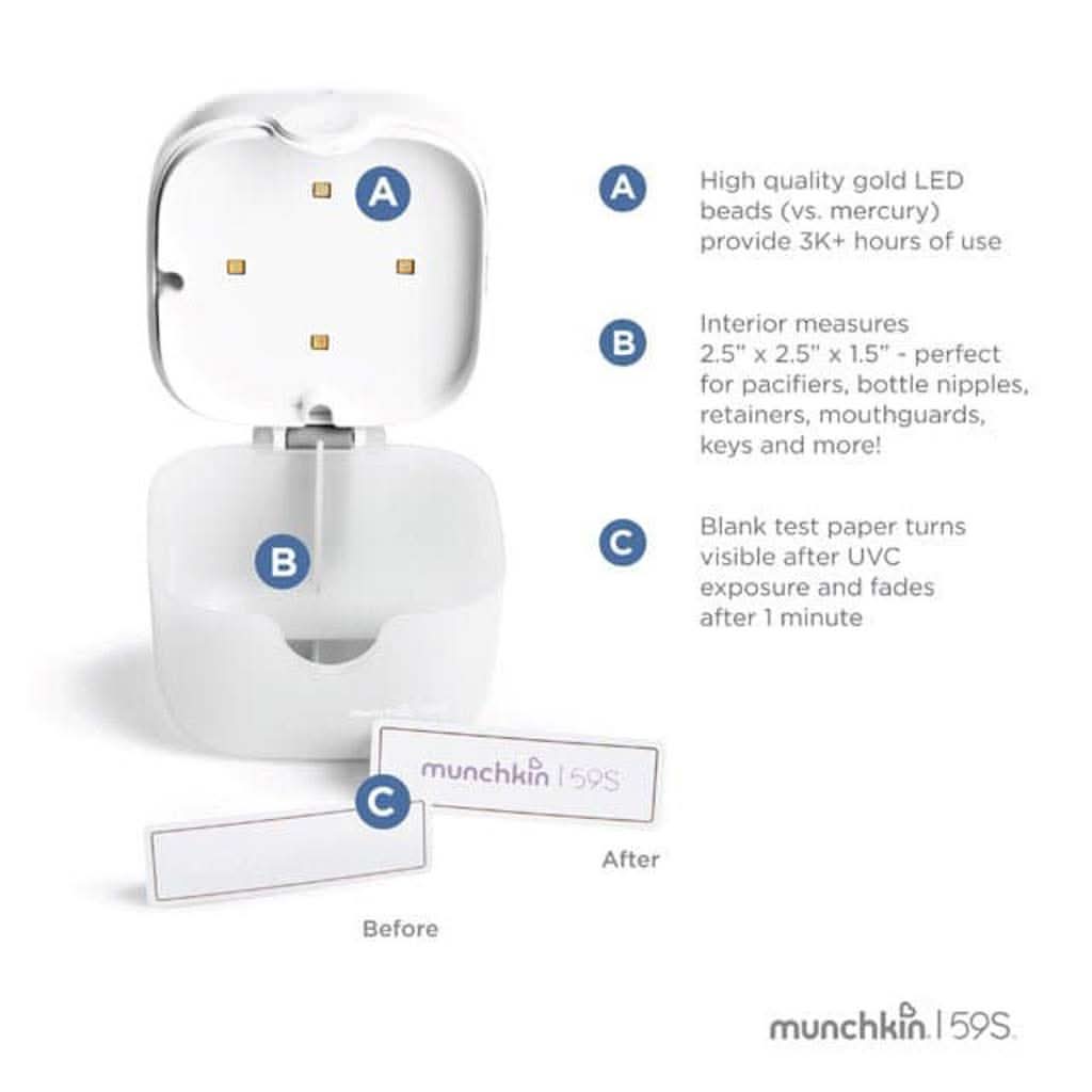 Munchkin 59S Mini Sterilizer Plus Portable UV Sanitizer with Rechargeable Battery, ANB BABY