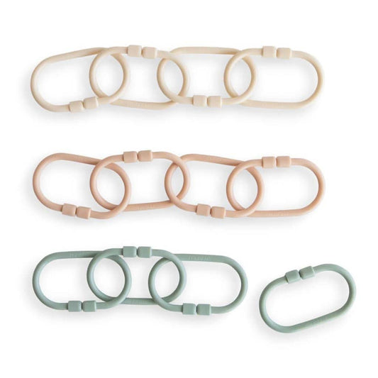 Mushie Chain Link Rings, Shifting Sand / Blush / Cambridge Blue - ANB Baby