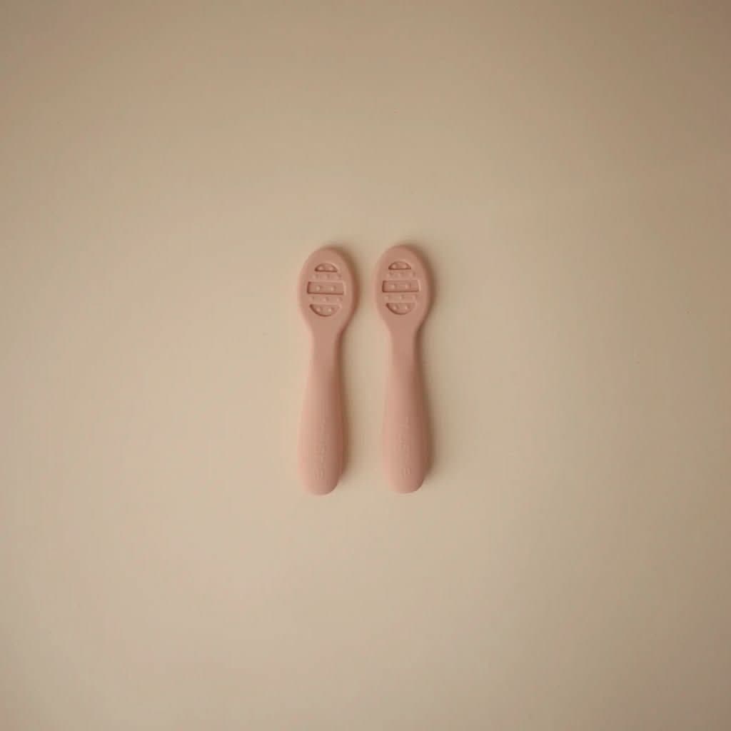 Mushie First Feeding Baby Spoons, 2 Pack Blush / Shifting Sand, ANB BABY