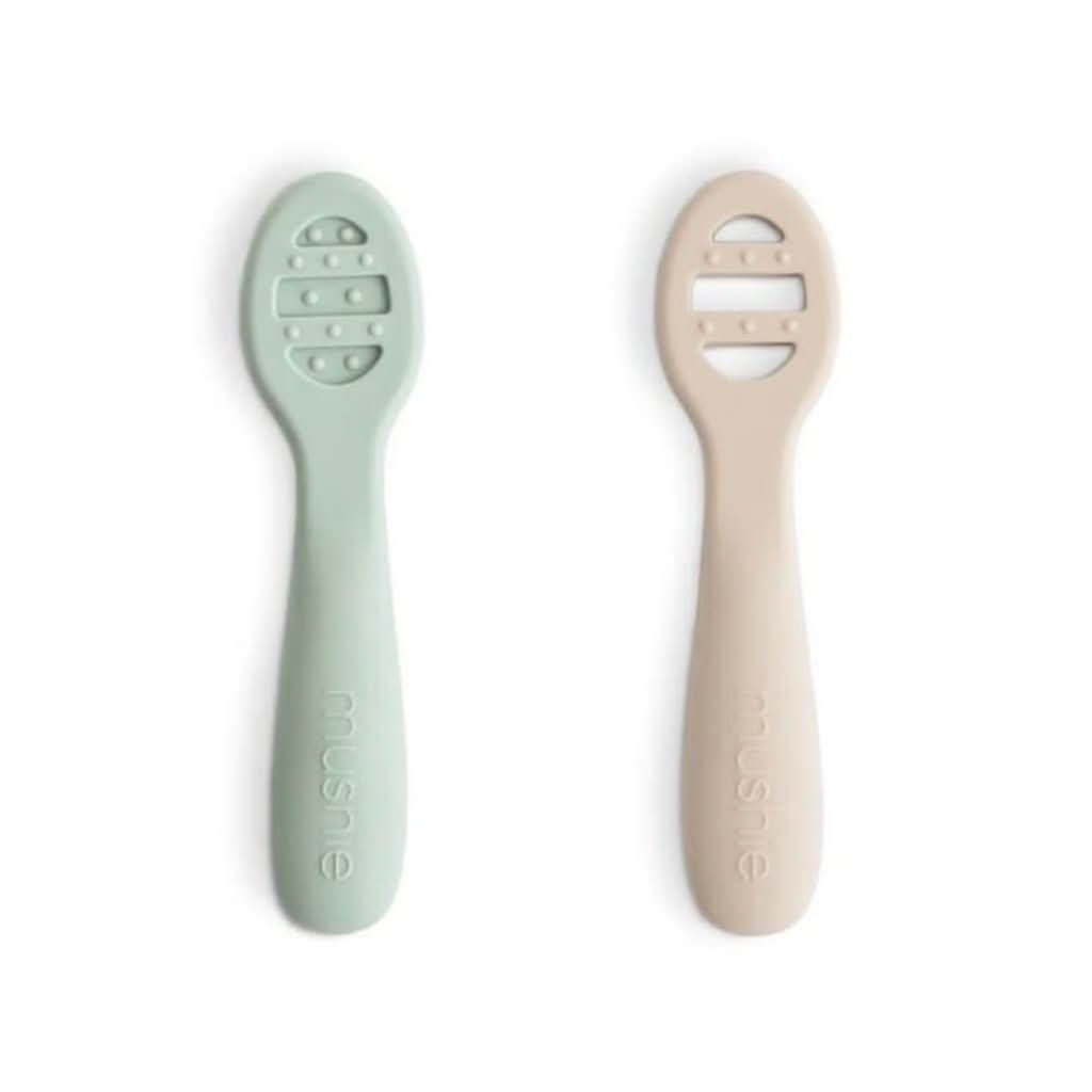 Mushie First Feeding Baby Spoons, 2 Pack Blush / Shifting Sand, ANB BABY