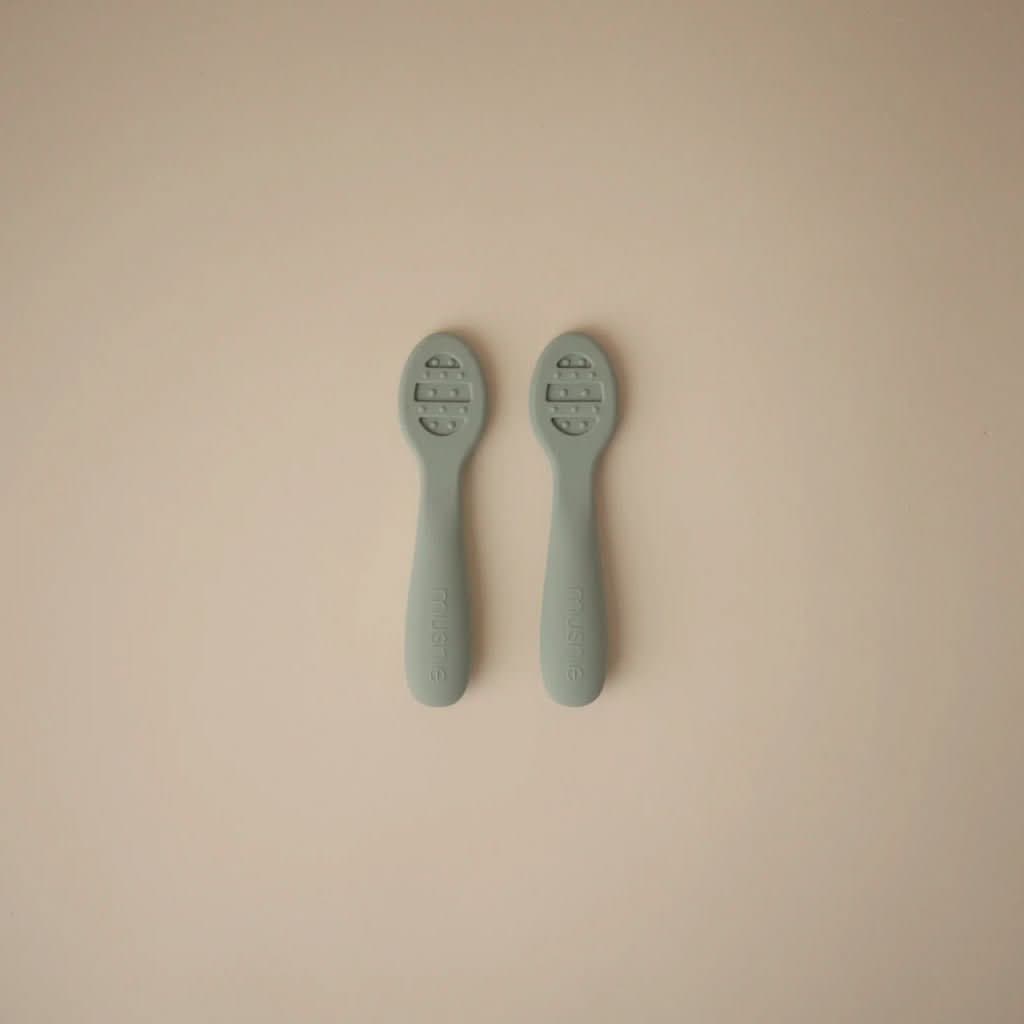 Mushie First Feeding Baby Spoons, 2 Pack Blush / Shifting Sand, ANB BABY