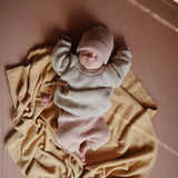 Mushie Knitted Textured Dots Baby Blanket, Mustard Melange - ANB Baby