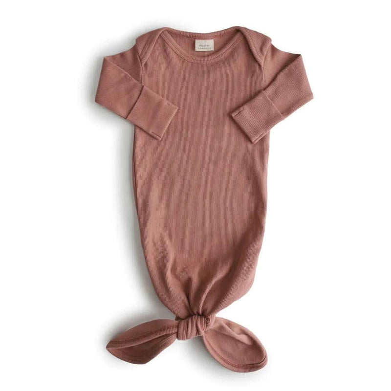 Mushie Ribbed Knotted Baby Gown - ANB Baby