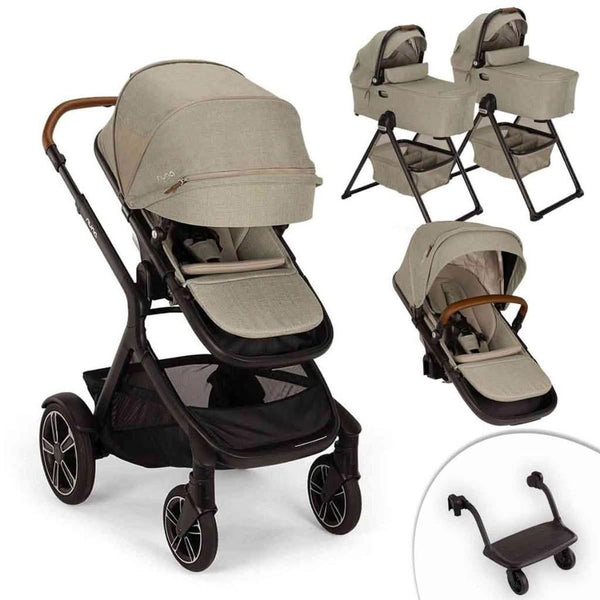 nuna stroller standing board Nuna Demi Next Double Stroller + Rider Board + 2 Bassinets