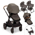 Nuna Demi Next Double Stroller + Rider Board + 2 Bassinets