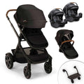 Nuna Demi Next Double Stroller + Rider Board + 2 PIPA RX Travel System