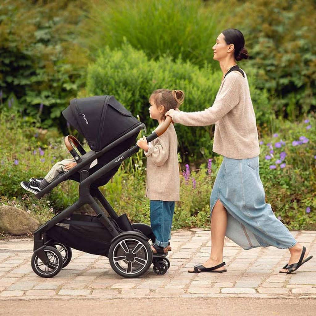 Nuna Demi Next Double Stroller + Rider Board + PIPA AIRE RX Travel System, Caviar, ANB BABY