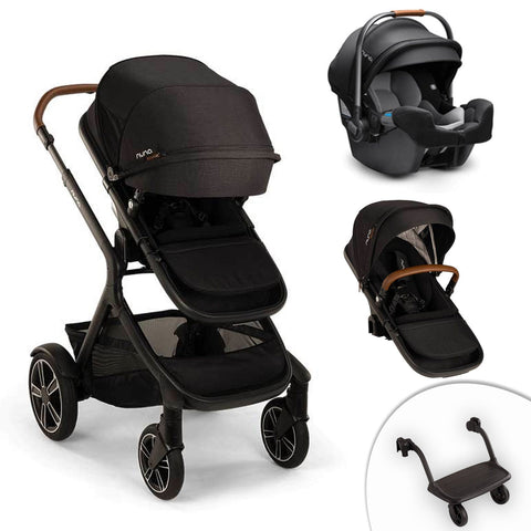 Nuna Demi Next Double Stroller + Rider Board + PIPA RX Travel System, -- ANB Baby