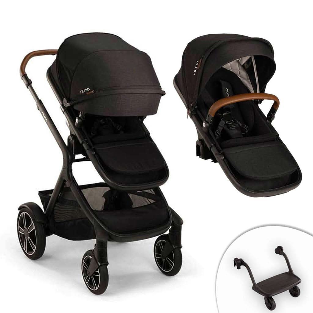 nuna double.stroller Nuna DEMI Next + Rider Board Stroller Caviar