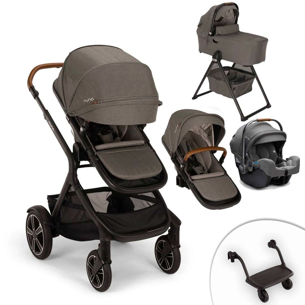 Nuna Demi Next Stroller + Sibling Seat + Rider Board + Pipa RX + Bassinet, ANB BABY