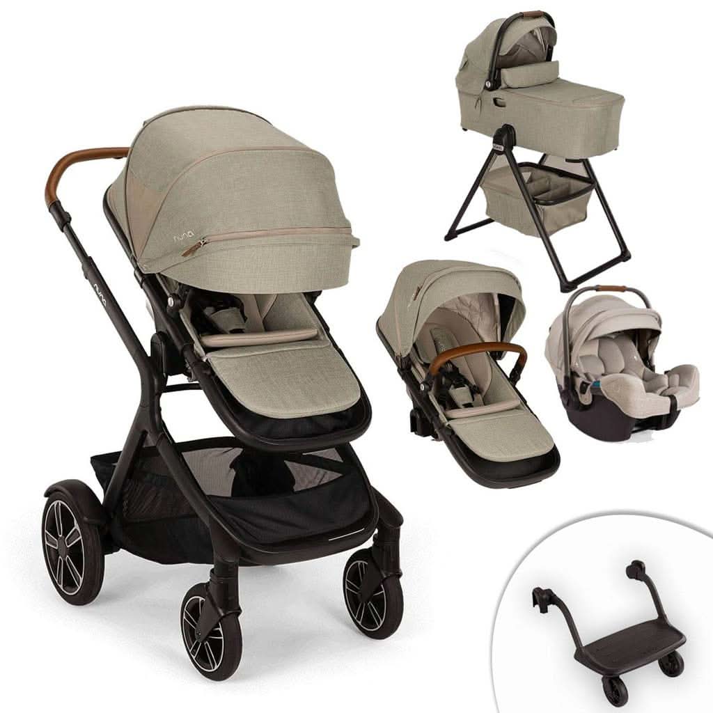 Nuna Demi Next Stroller + Sibling Seat + Rider Board + Pipa RX + Bassinet, ANB BABY