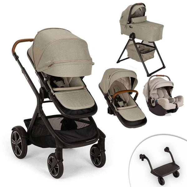 Nuna Demi Next Stroller + Sibling Seat + Rider Board + Pipa RX + Bassinet