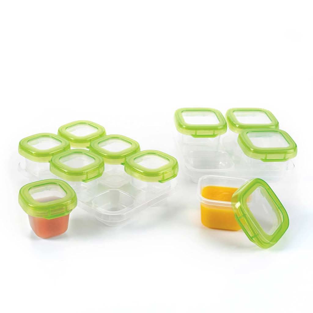 OXO Tot 12-Piece Baby Blocks Food Storage Container, Green-Food Preparation & Storage-OXO Tot-ANB Baby Store