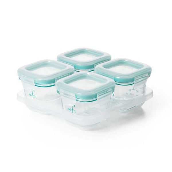 OXO Tot Glass Baby Blocks, 4 Oz, Teal