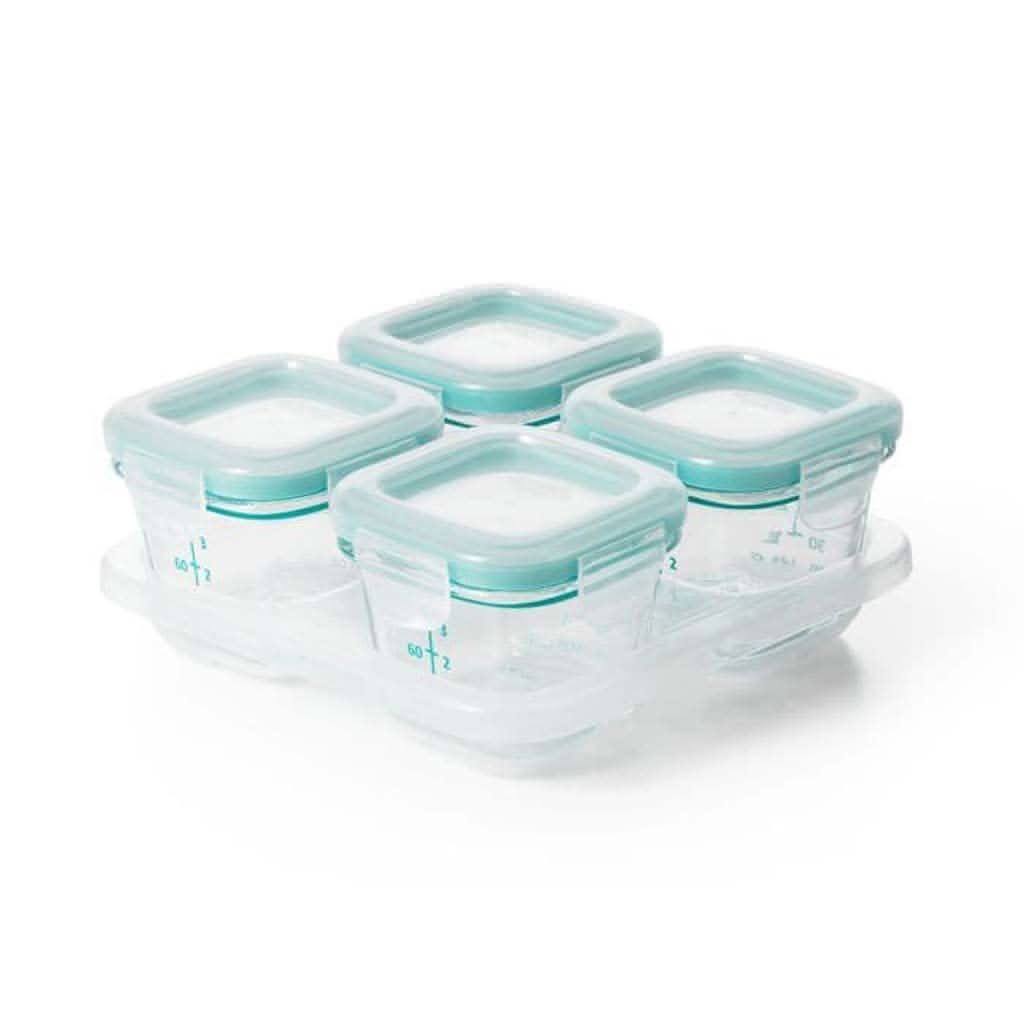 OXO Tot Glass Baby Blocks, 4 Oz, Teal-Food Preparation & Storage-OXO Tot-Teal-ANB Baby Store