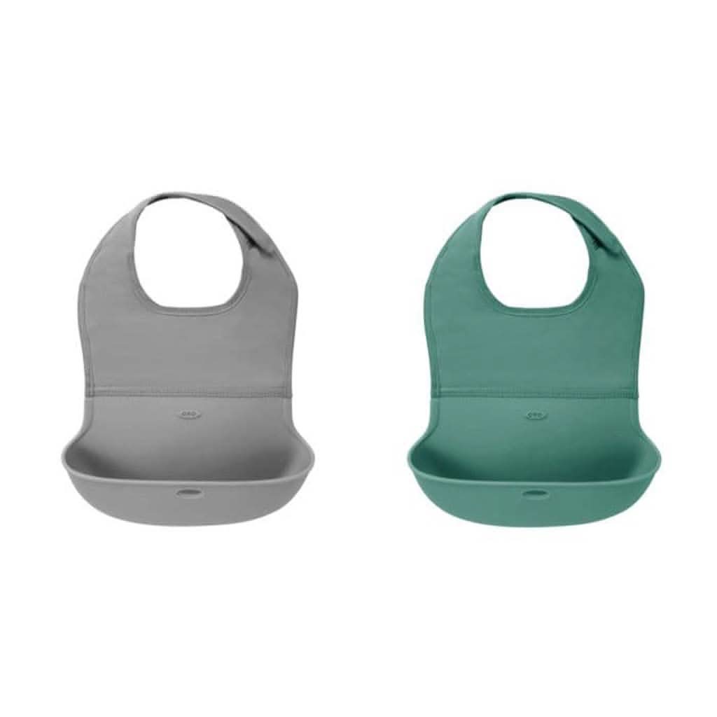 OXO Tot Roll-Up Bib Limited Edition, 2 Pack-Mealtime Accessories-OXO Tot-Sage/Gray-ANB Baby Store