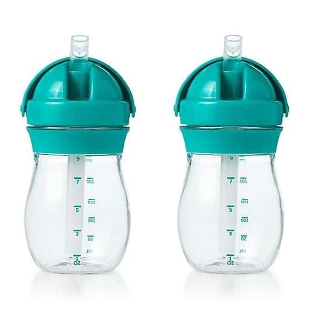OXO Tot Transitions Straw Cup, 9 Oz, 2 Pack-Mealtime Accessories-OXO Tot-Teal-ANB Baby Store