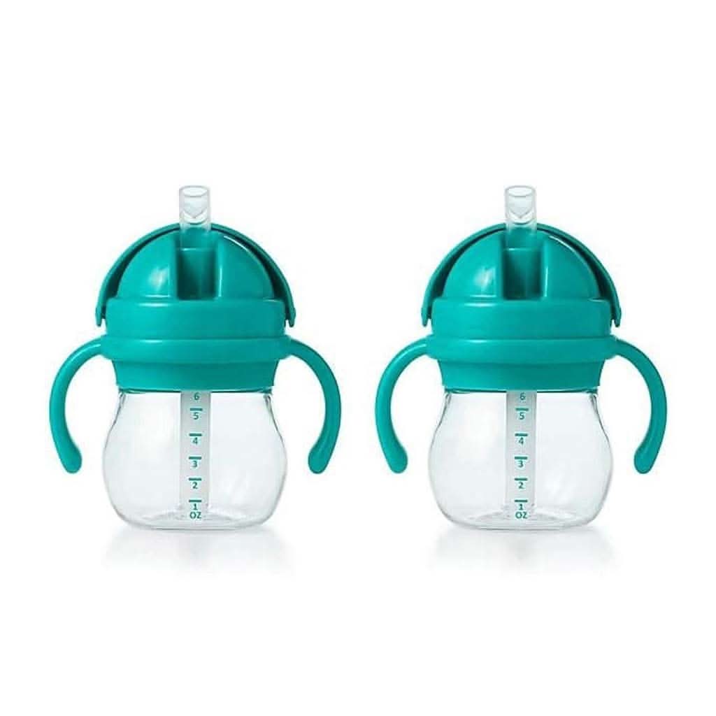 OXO Tot Transitions Straw Cup With Handles, 6 Oz, Teal, 2 Pack-Mealtime Accessories-OXO Tot-Teal-ANB Baby Store