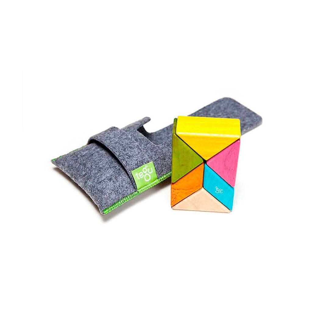 Tegu Pocket Pouch Prism Magnetic Wooden Blocks, 6-Piece-Building Blocks & Sets-Tegu-Jungle-ANB Baby Store