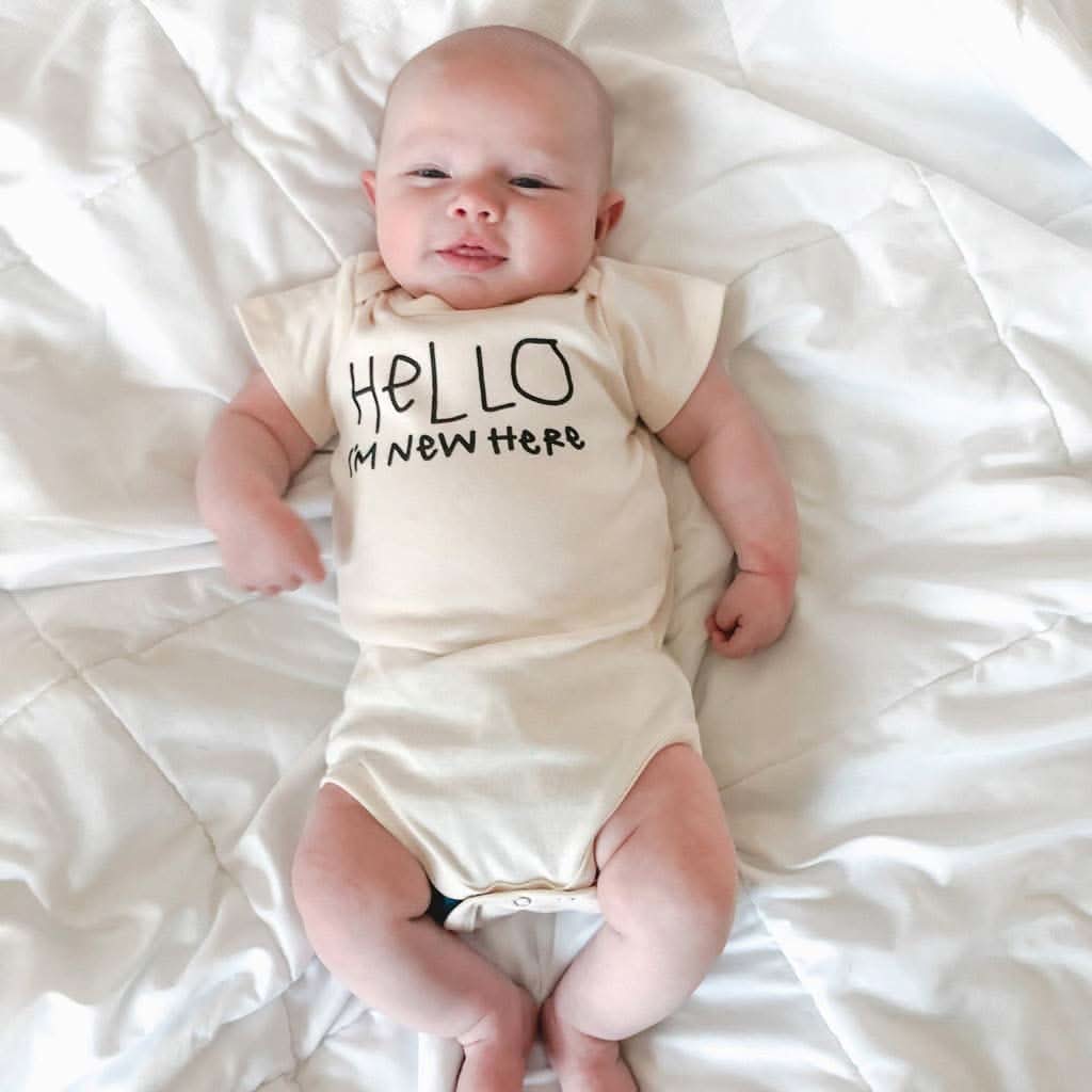 Tenth & Pine Hello I'm New Here Organic Cotton Onesie, ANB BABY