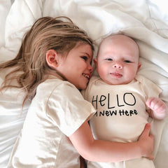 Tenth & Pine Hello I'm New Here Organic Cotton Onesie, ANB BABY