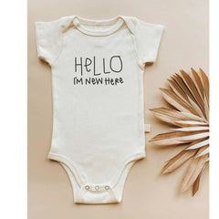 Tenth & Pine Hello I'm New Here Organic Cotton Onesie, ANB BABY