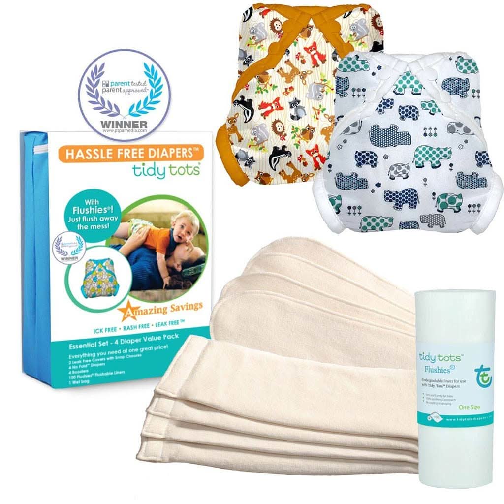 Tidy Tots Essential Set, Stay-Dry, Diaper Set-Diapering-Tidy Tots-Hippos / Forest Friends-ANB Baby Store