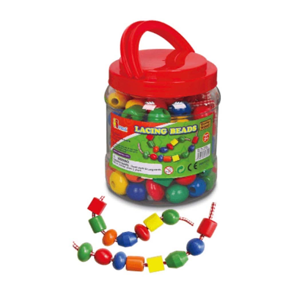 Viga Toys Wooden Lacing Beads, 90-Pieces and 5-Cords-Building Blocks & Sets-Viga Toys-ANB Baby Store