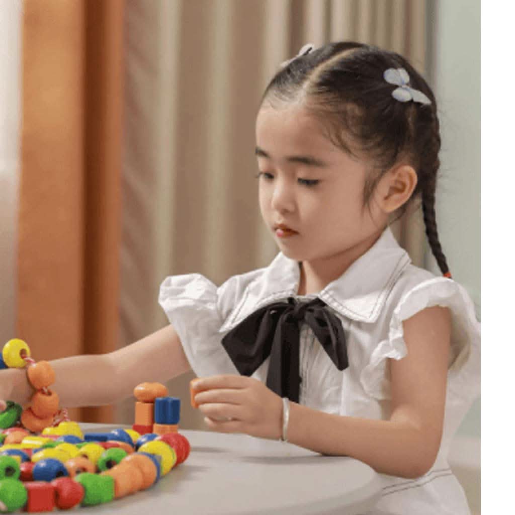 Viga Toys Wooden Lacing Beads, 90 - Pieces and 5 - Cords, ANB BABY