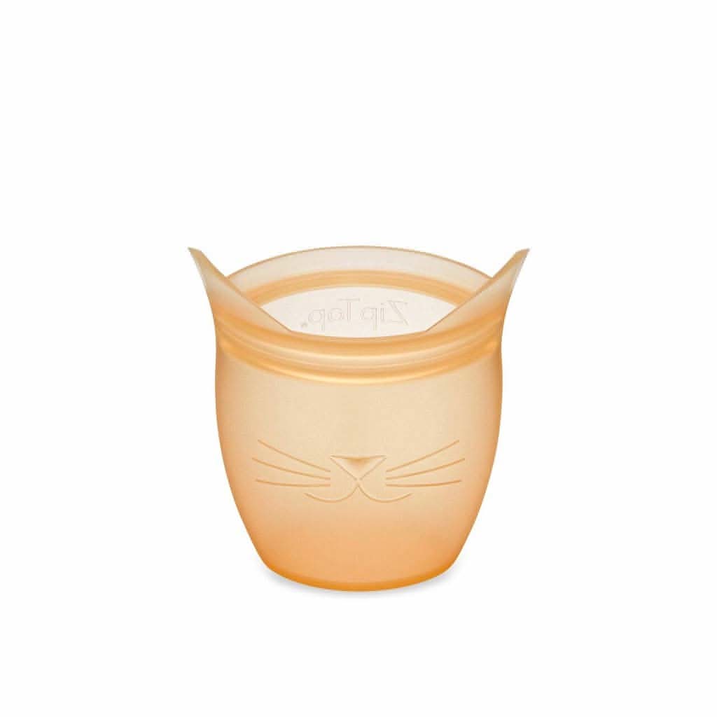 Zip Top Reusable Baby + Kid Snack Containers 100% Silicone, Orange Cat, ANB BABY