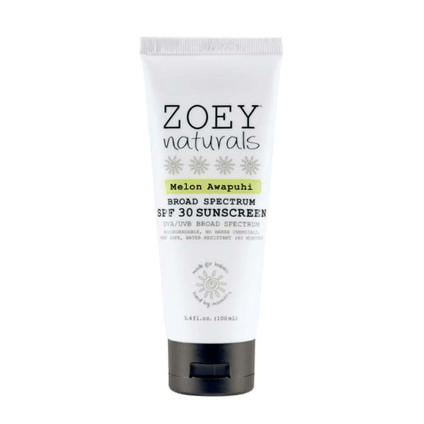 Zoey Naturals Broad Spectrum Sunscreen SPF 30 3.4 oz. Melon Awapuhi